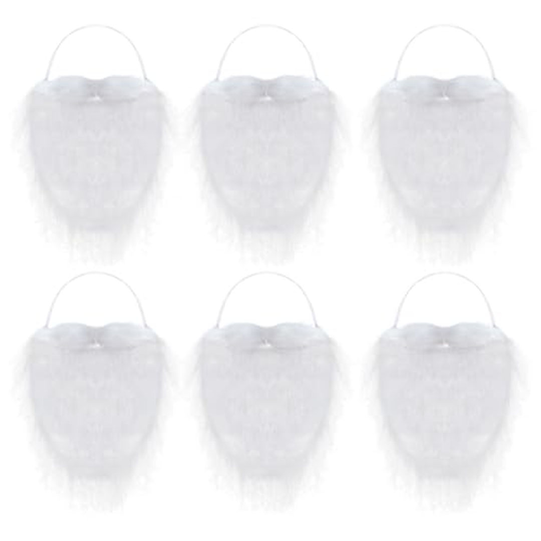 لحية سانتا بيضا واقعية لحفلات الكريسماس - 6 قطع