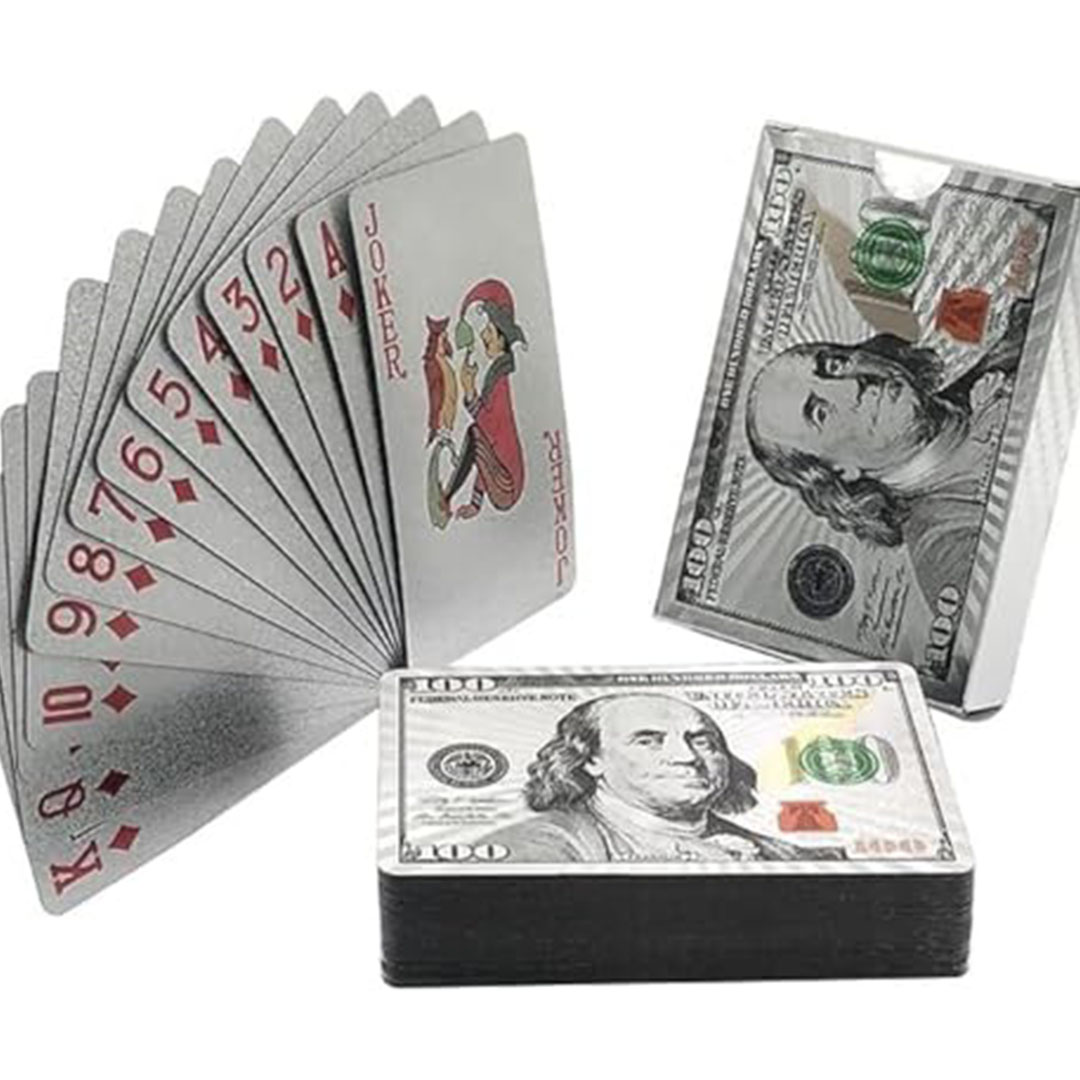 بطاقات لعب بوكر فاخرة - فضي