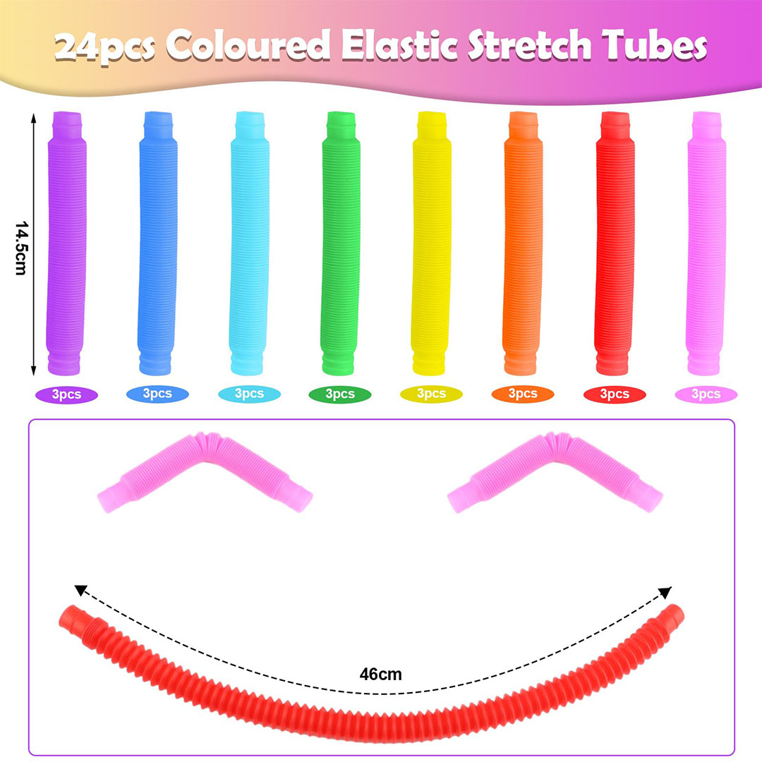 لعبة أنابيب بوب حسية قابلة للتمدد - 24 قطعة