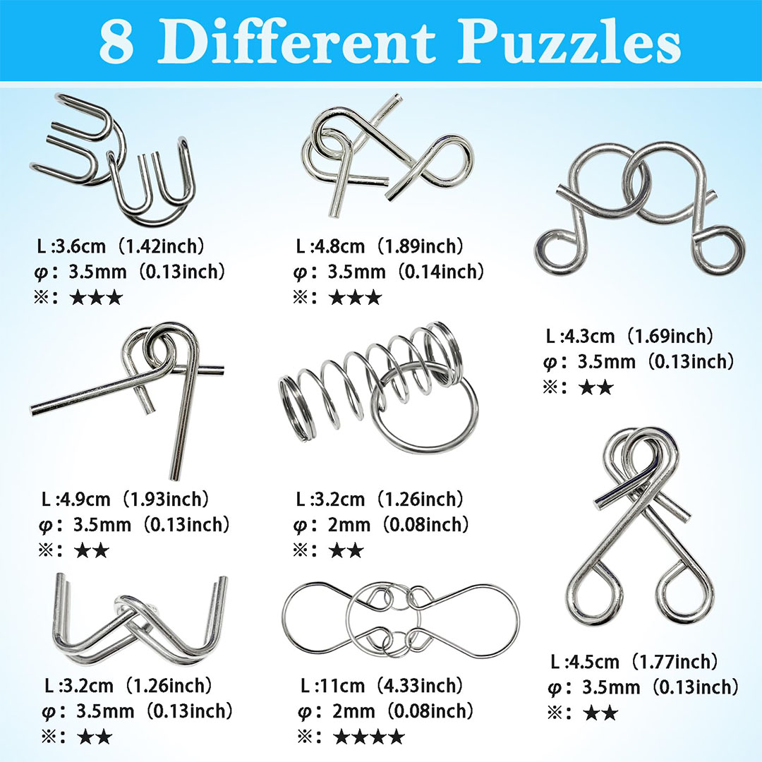 لعبة بازل معدني تعليمية لتنمية الذكاء - 8 قطع
