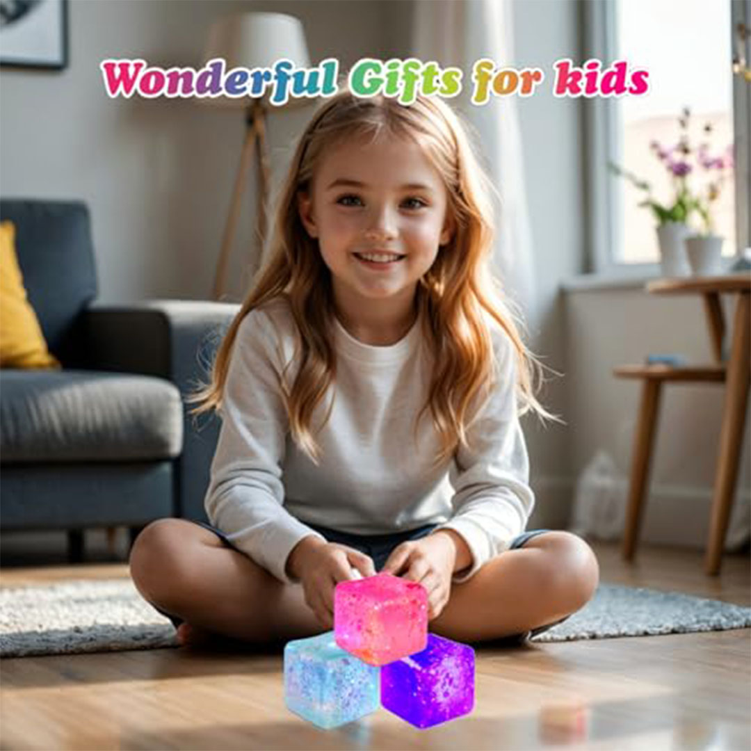 مكعبات ثلج اسفنجية لتخفيف التوتر ملونة - 3 قطع