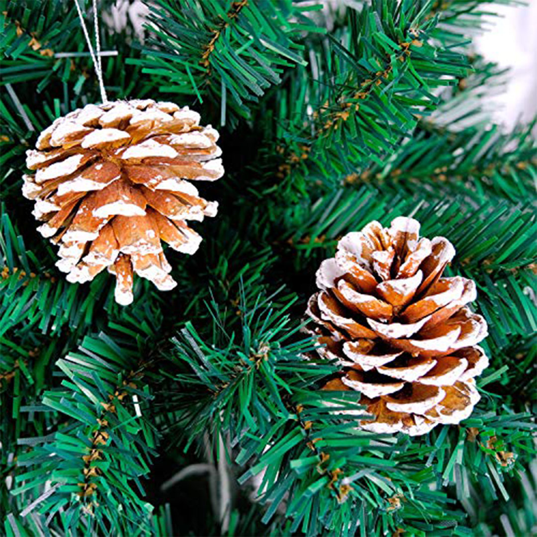 أكواز صنوبر كبيرة بخيط فضي - 20 قطعة