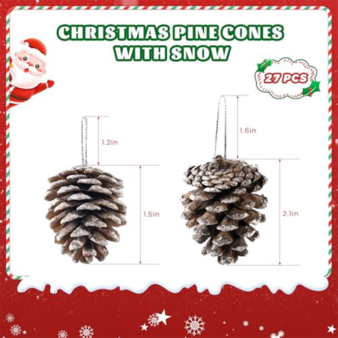 أكواز صنوبر طبيعية للزينة - 27 قطعة