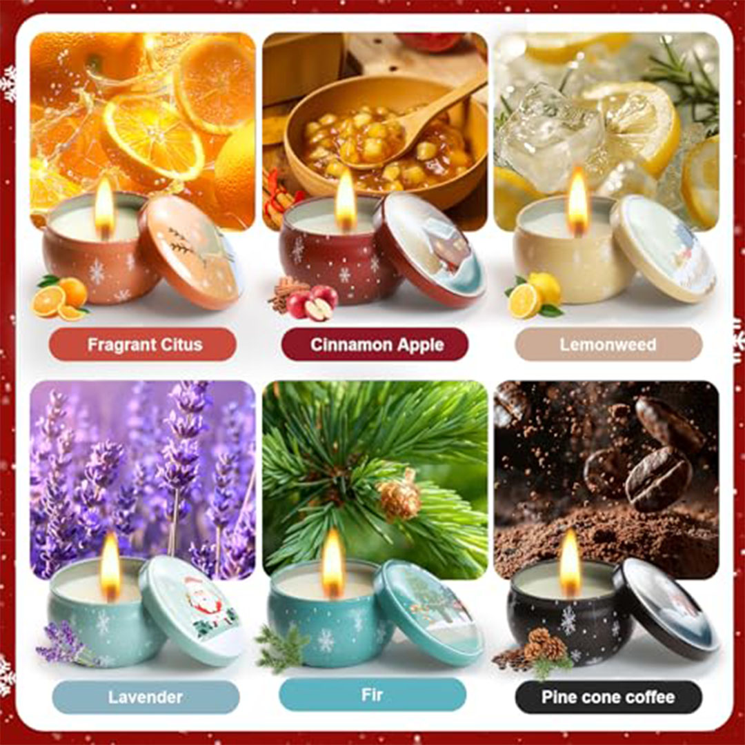 شموع معطرة لأجواء الكريسماس - 6 قطع