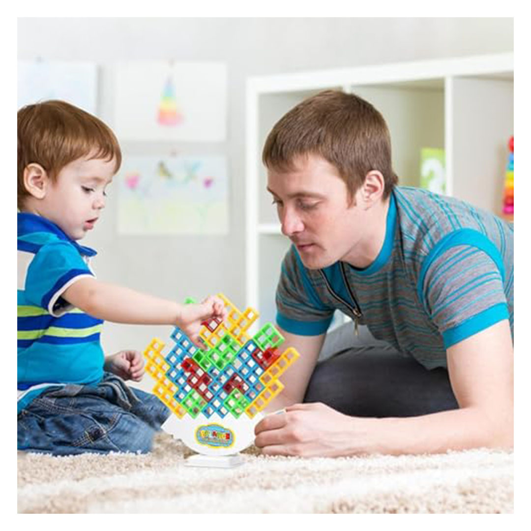 لعبة برج التوازن للأطفال والكبار - 16 قطعة