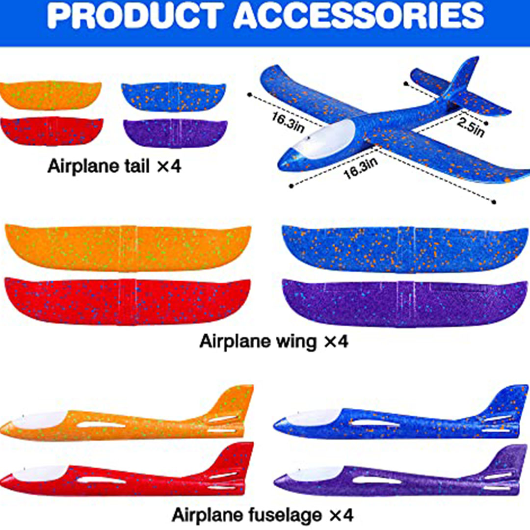 لعبة طائرات من الفوم - 4 قطع - 17.5 بوصة