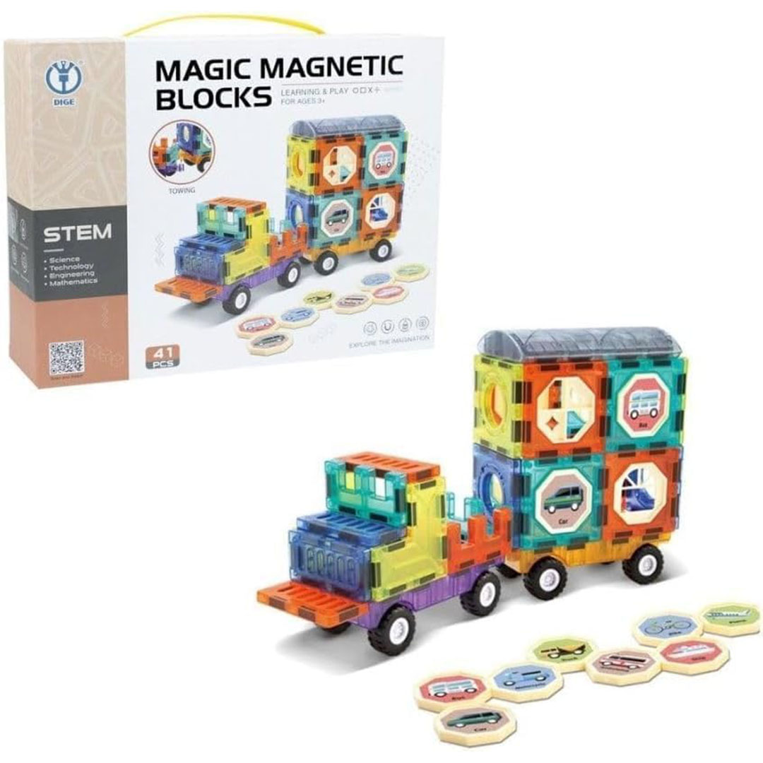مكعبات بناء مغناطيسية ثلاثية الابعاد للاطفال - 41 قطعة