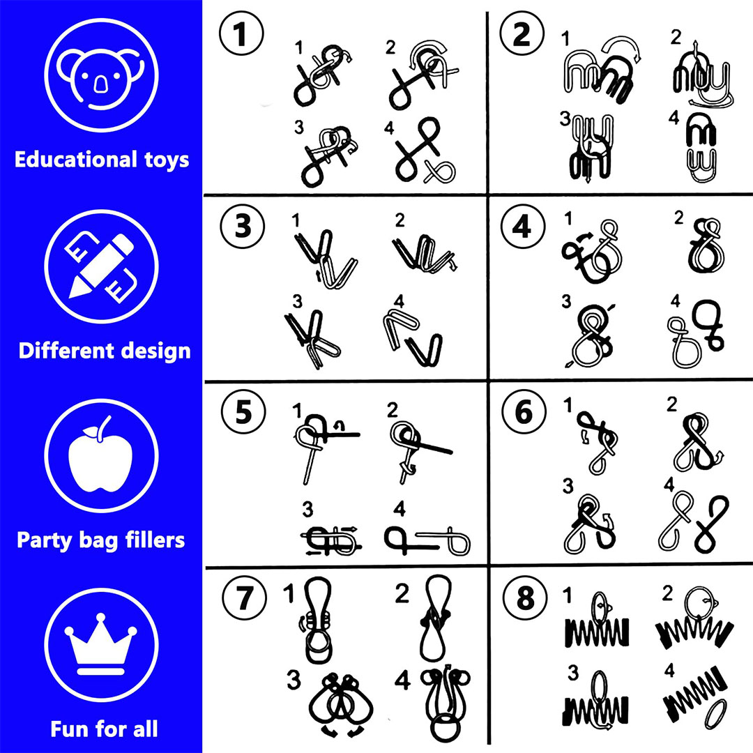 لعبة بازل معدني تعليمية لتنمية الذكاء - 8 قطع