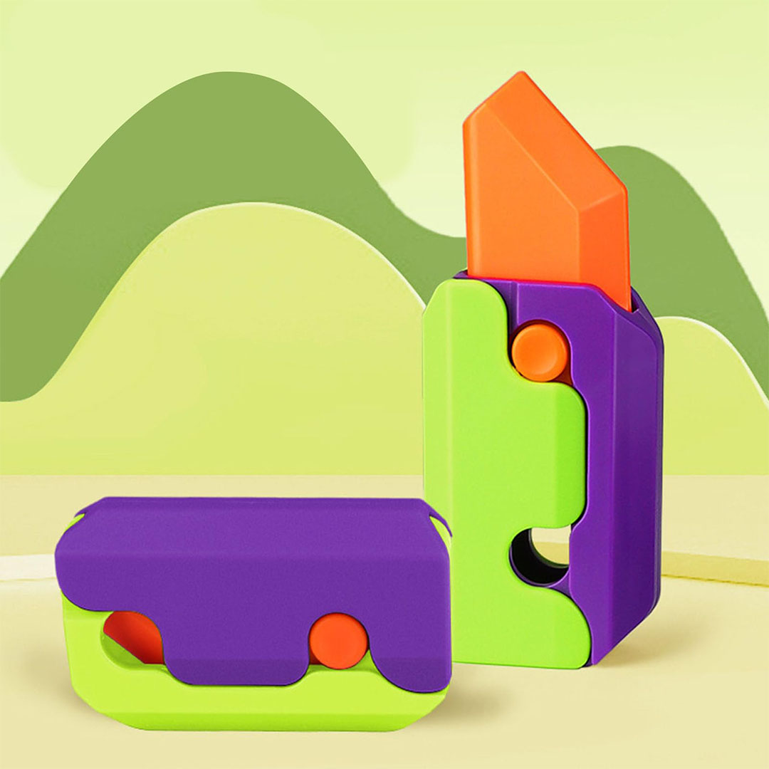 لعبة سكين فيدجيت بتصميم جزرة ثلاثية أبعاد - بلاستيك - أخضر