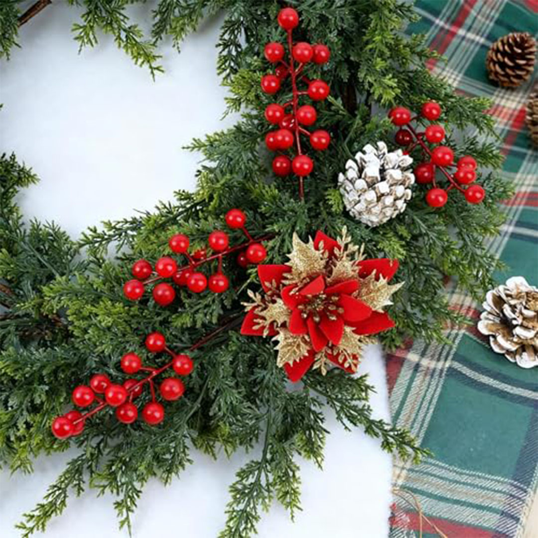 أعواد توت أحمر صناعي - 21.5 سم - 30 قطعة