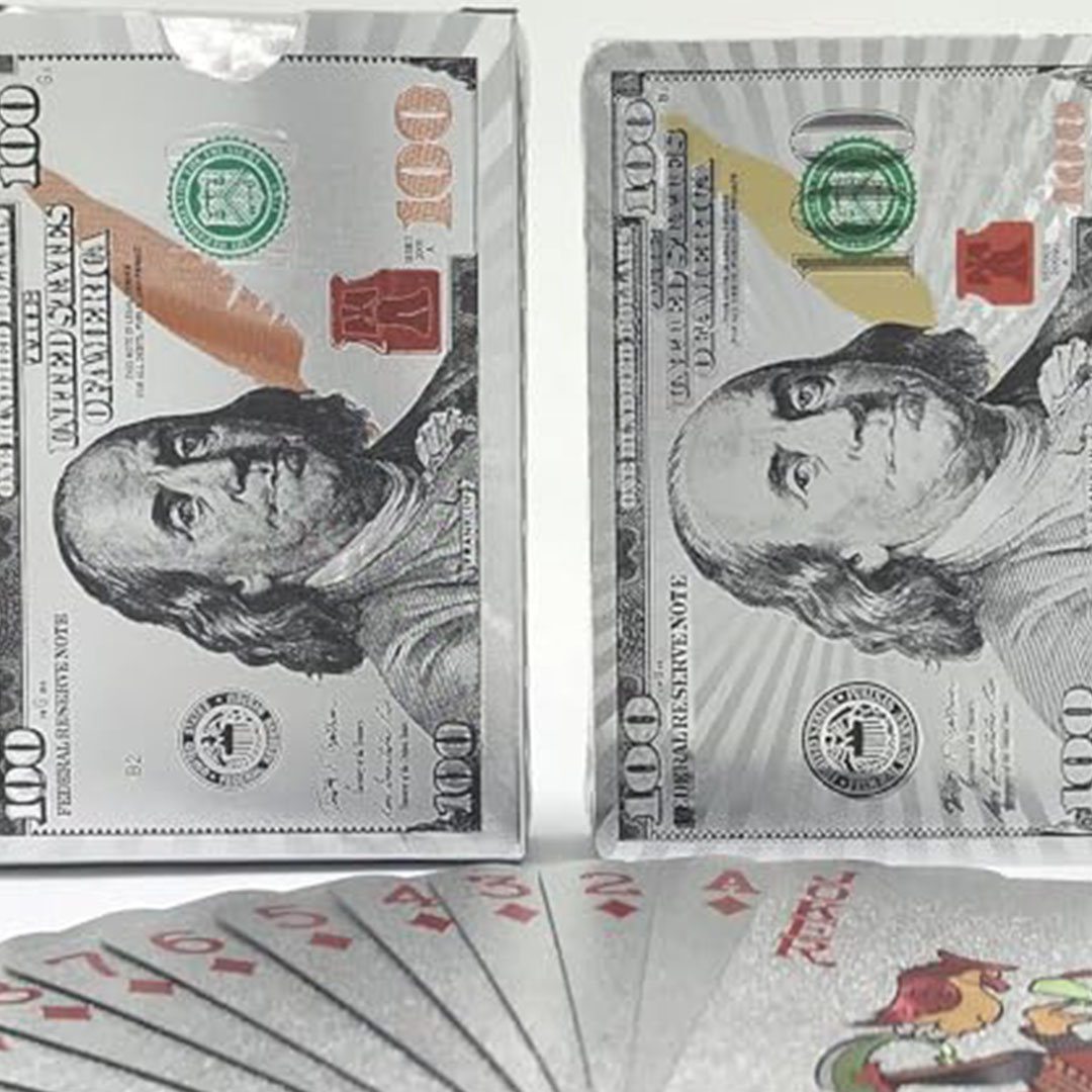 بطاقات لعب بوكر فاخرة - فضي