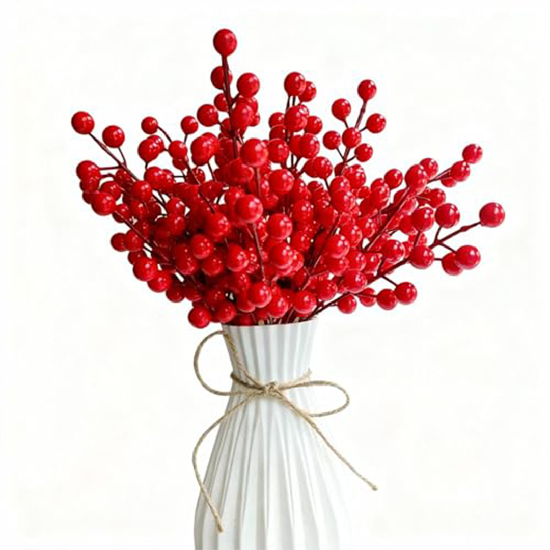 أعواد توت أحمر صناعي - 21.5 سم - 30 قطعة