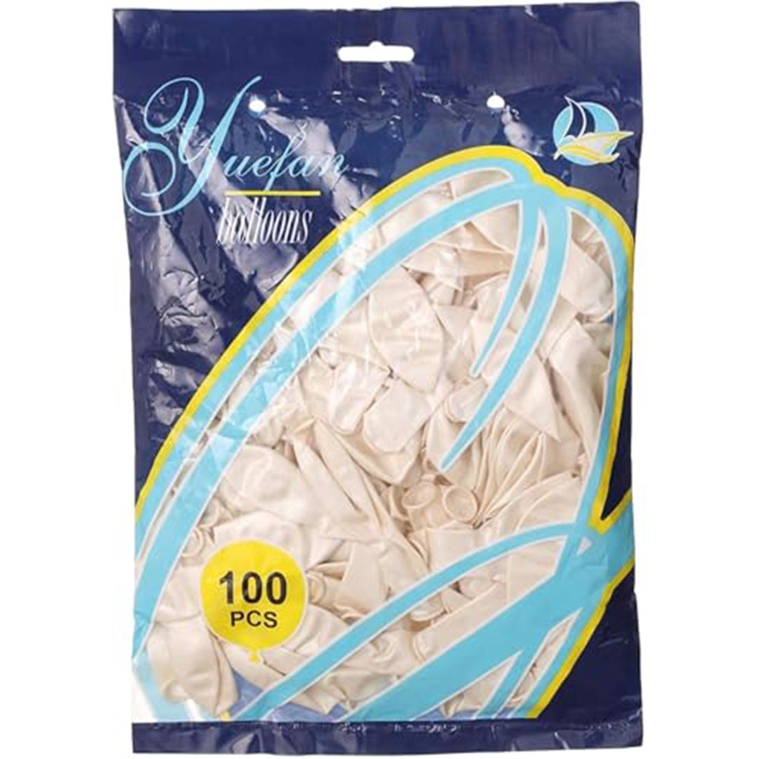 بالونات لاتكس بلون اوف وايت - 100 قطعة
