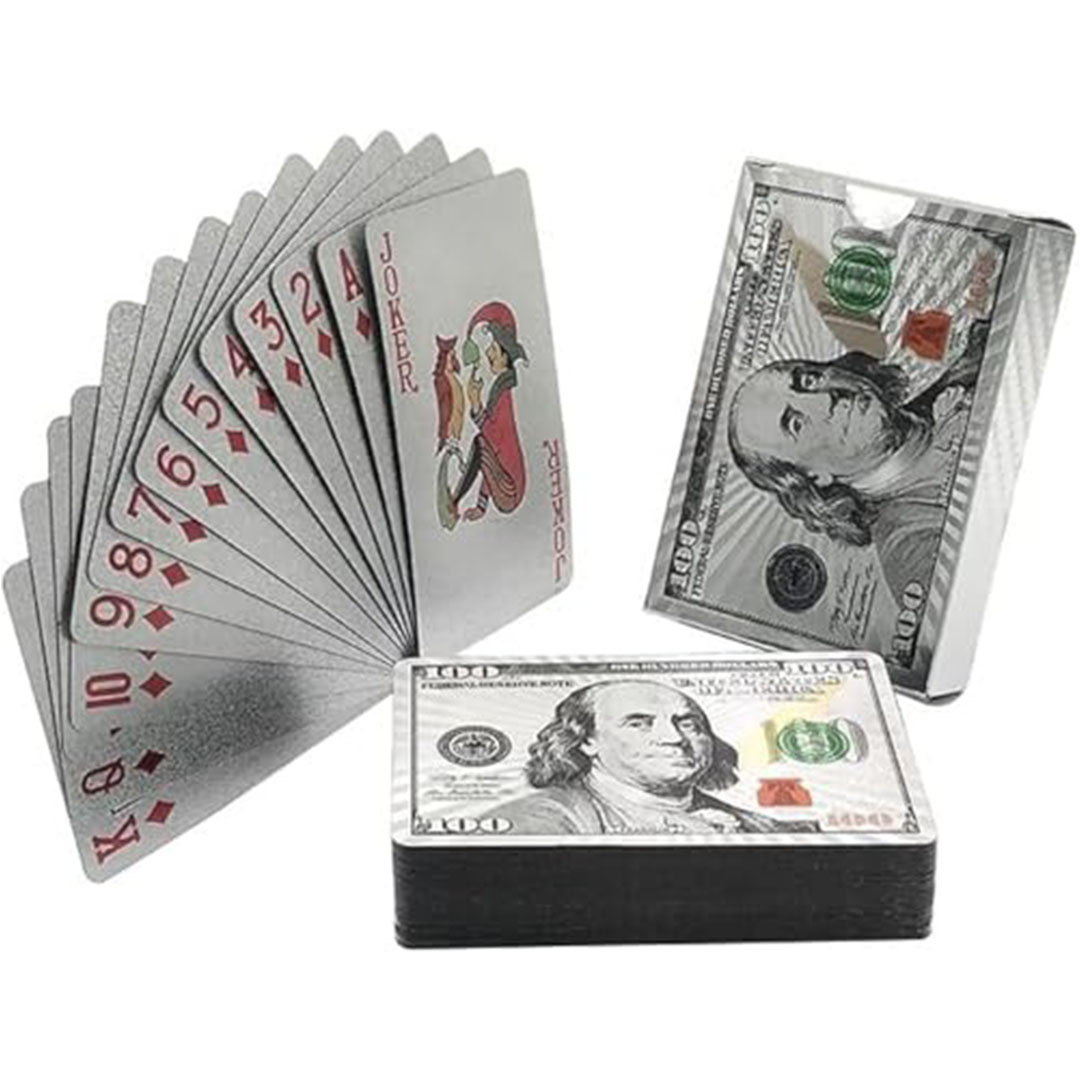 بطاقات لعب بوكر فاخرة - فضي