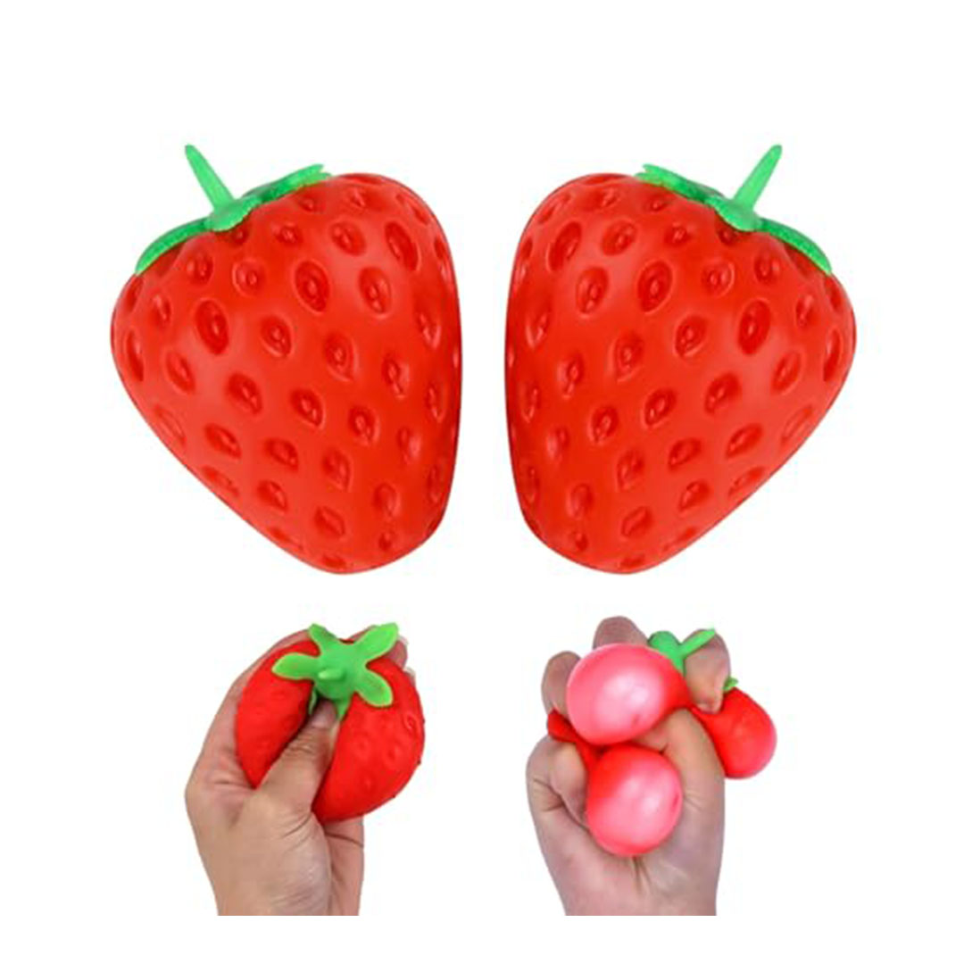 كرات فراولة مطاطية لتخفيف التوتر - قطعتين