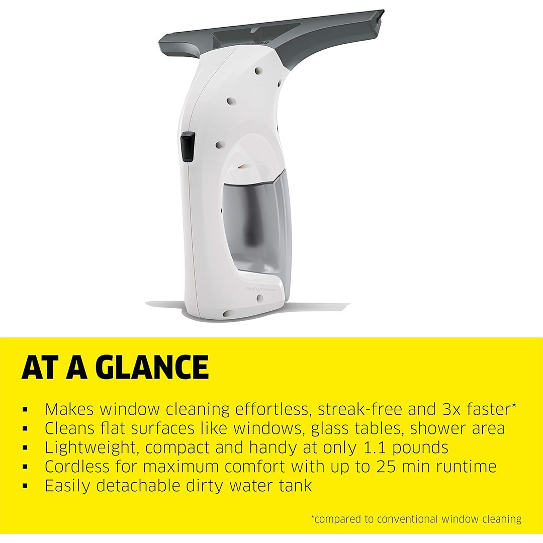 مكنسة نوافذ دبليو في 1 بلس من كارتشر - تقنية ألمانية - أبيض - wv1 Plus