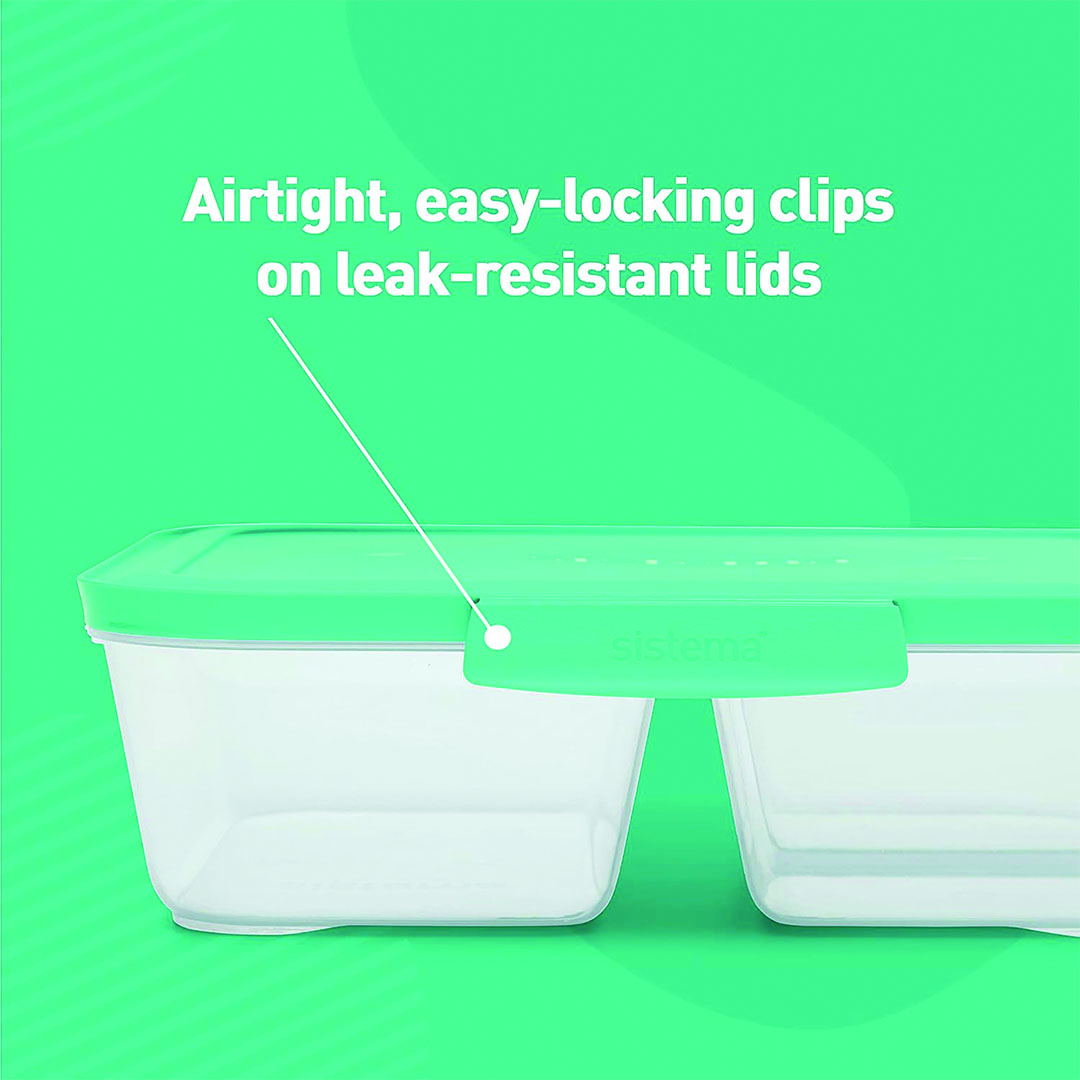 علب تخزين الطعام سيستيما نيست - 5 قطع - شفاف/مينت