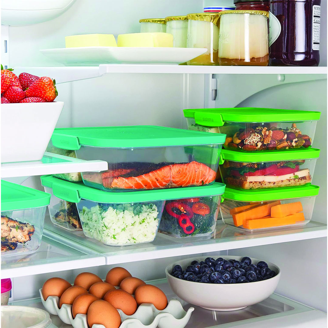علب تخزين الطعام سيستيما نيست - 5 قطع - شفاف/مينت