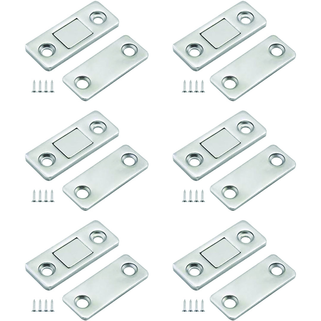 غالق أبواب و أدراج مغناطيسي - 6 قطع - فضي