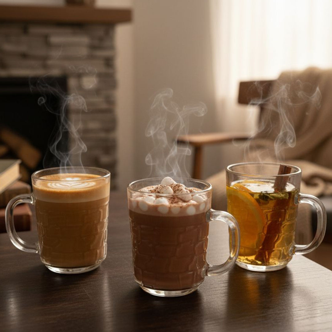 طقم مجات شاي زجاج - 3 قطع