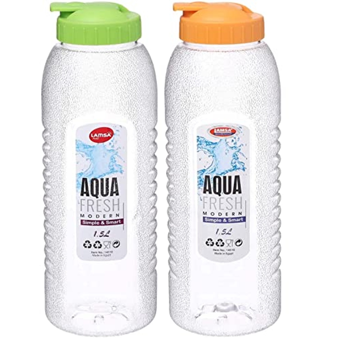 2 زجاجة مياه بلاستيك من لمسة بلاست - 1.5 لتر