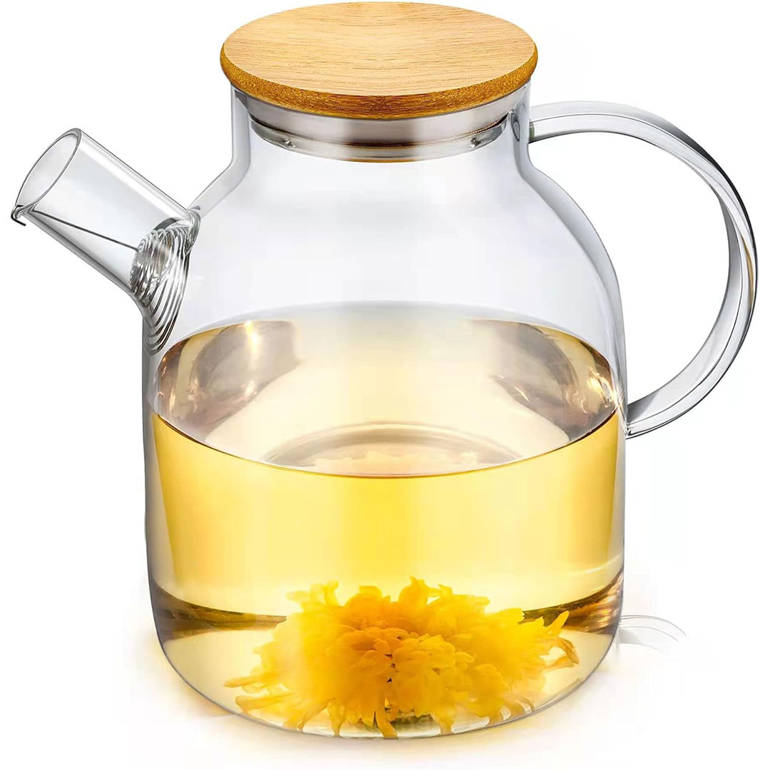 إبريق زجاجي بغطاء خشبي - 1800 مللي