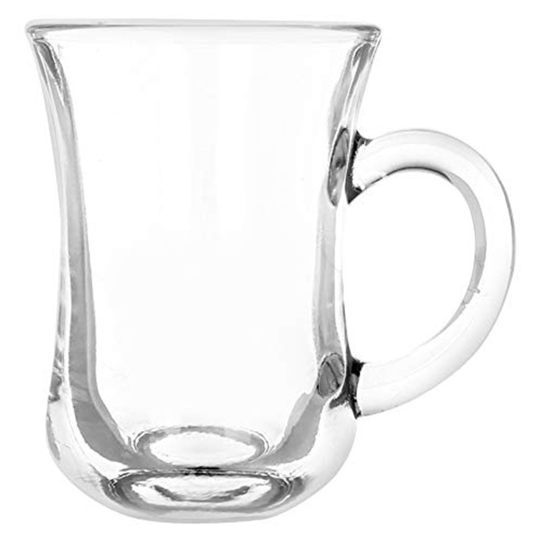 طقم مجات شاى زجاج سفير بيد - 6 قطع