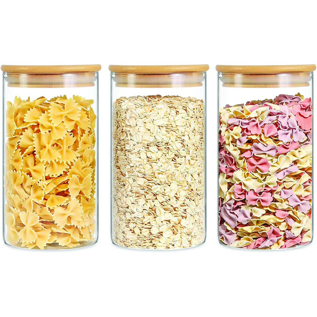 مجموعة برطمانات زجاج - 3 قطع - 1400 مللي - شفاف