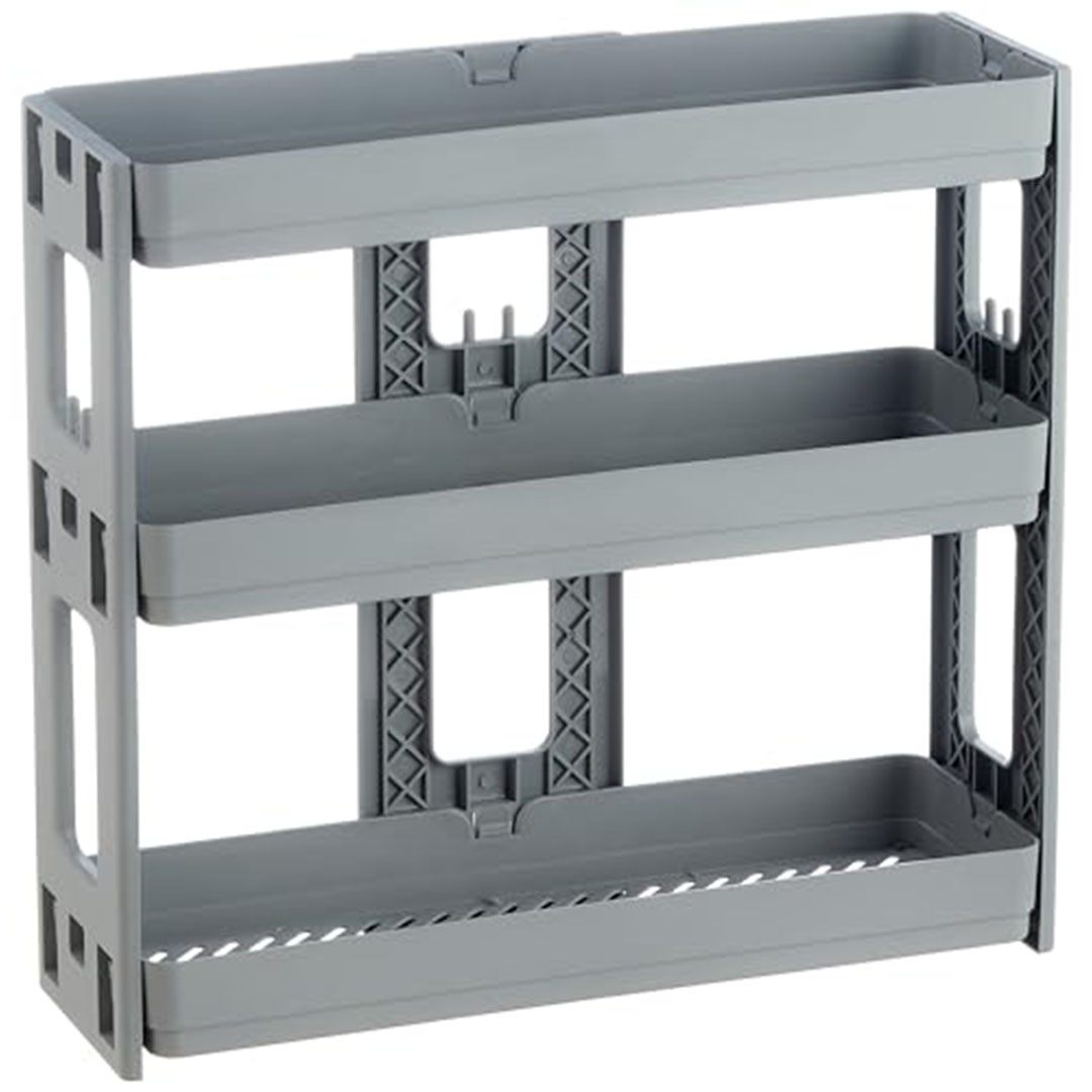 منظم متعدد الأغراض بلاستك 3 ادوار - رمادي