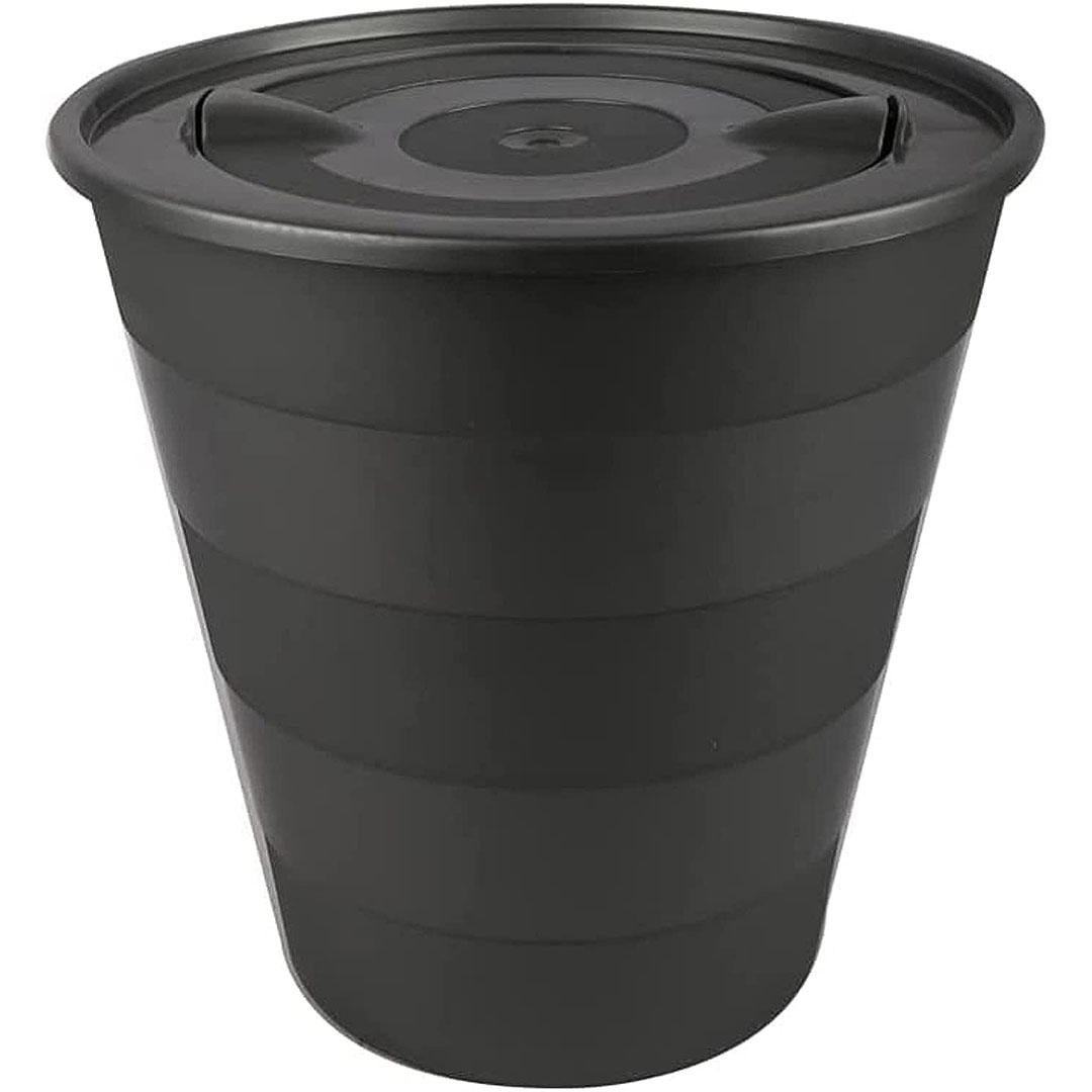 سلة مهملات بلاستيك مع غطاء للحمام والمطبخ - 10 لتر - أسود