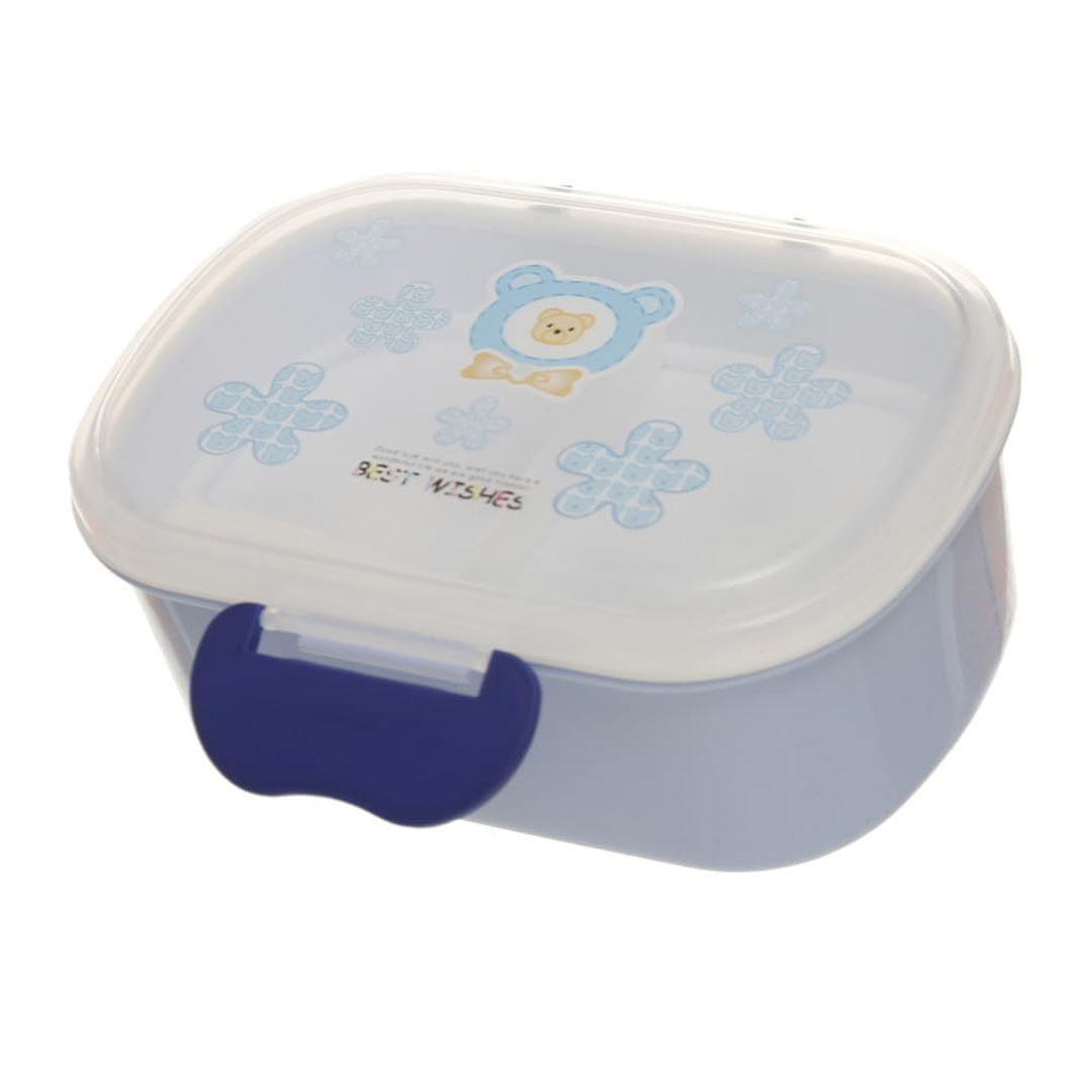 لانش بوكس بلاستيك مقسم محكم الغلق مع معلقه وطبق - 13*18 سم - لبني