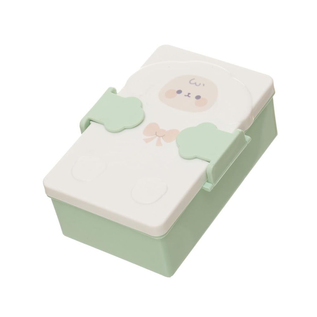 لانش بوكس بلاستيك مقسم محكم الغلق مع معلقه وشوكه 17*10 - أخضر