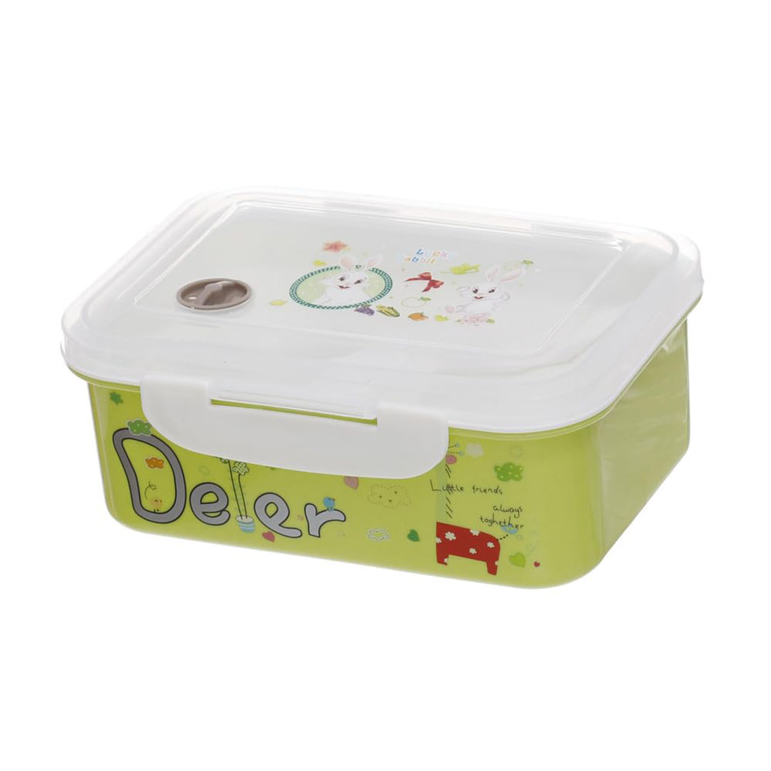 لانش بوكس بلاستيك مقسم محكم الغلق مع معلقه وطبق - 1 لتر - أخضر