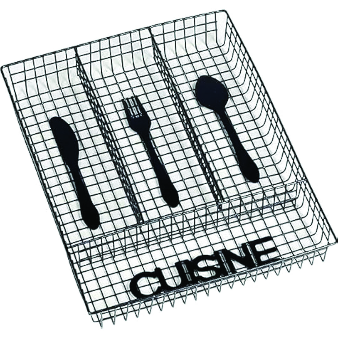 منظم تخزين الملاعق والشوك لدرج المطبخ - أسود