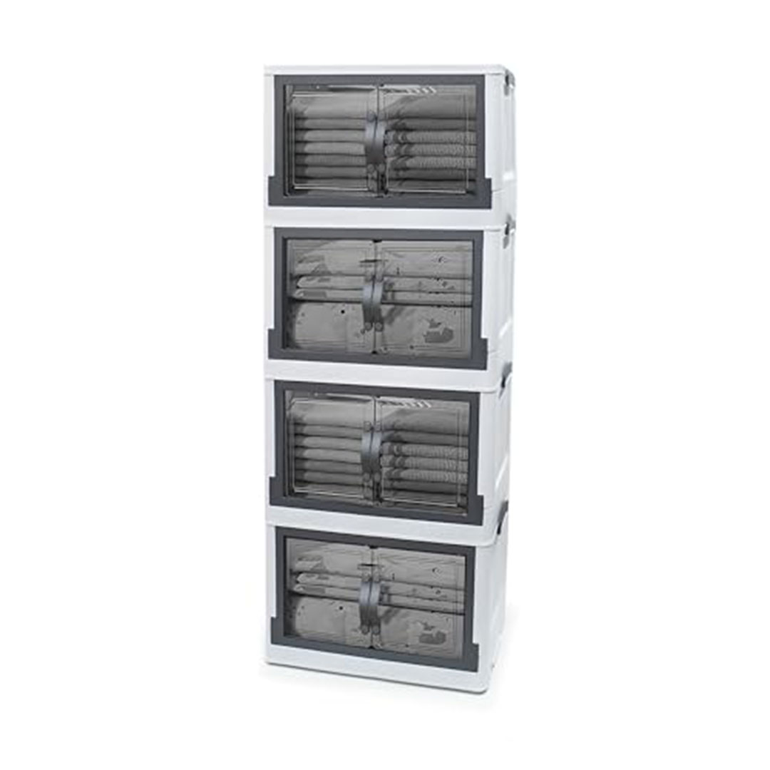 الوطنية برايم دولاب ميني ايليت 4 دور - أبيض*رمادي