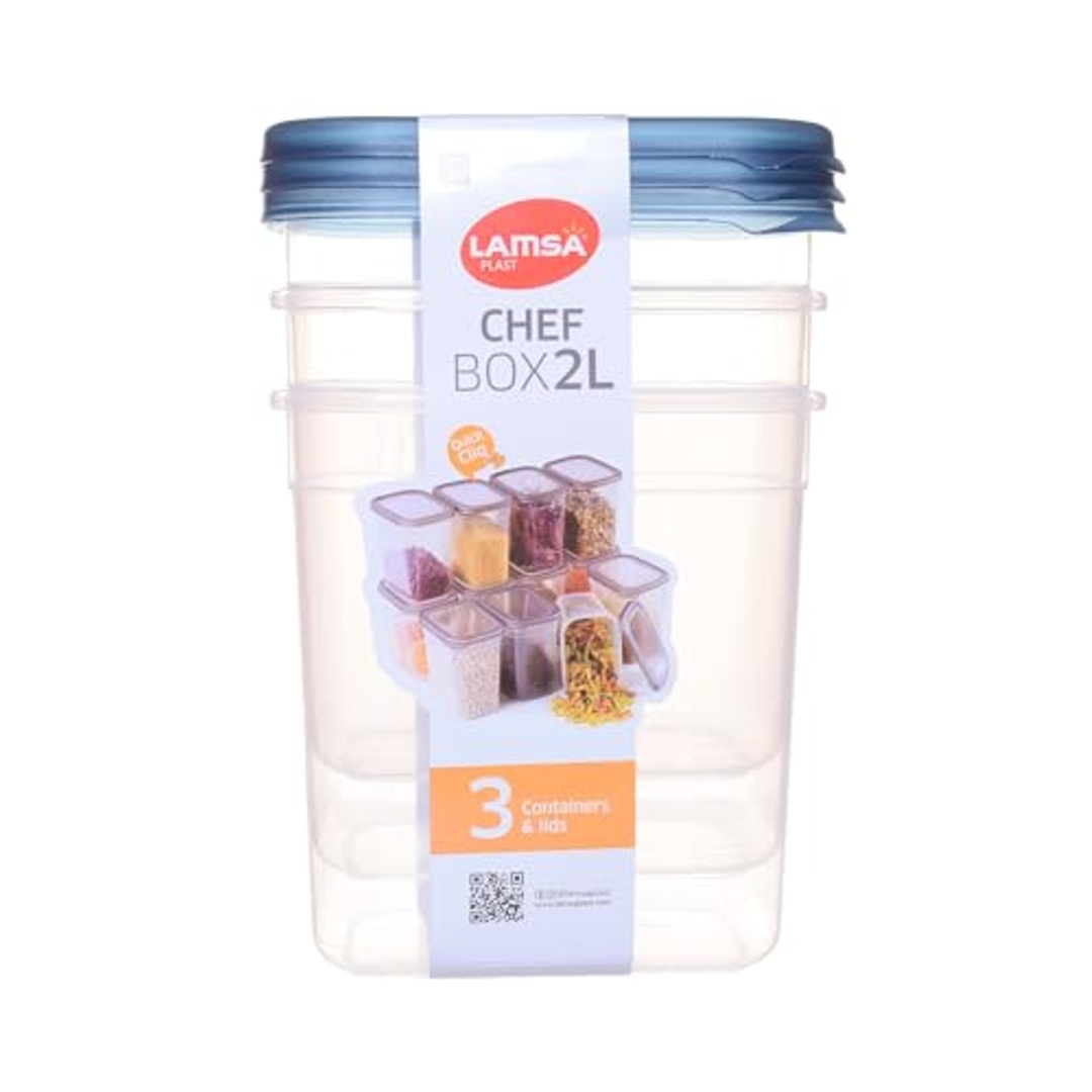 طقم علب حفظ الطعام بلاستيك 3 قطع - 2 لتر