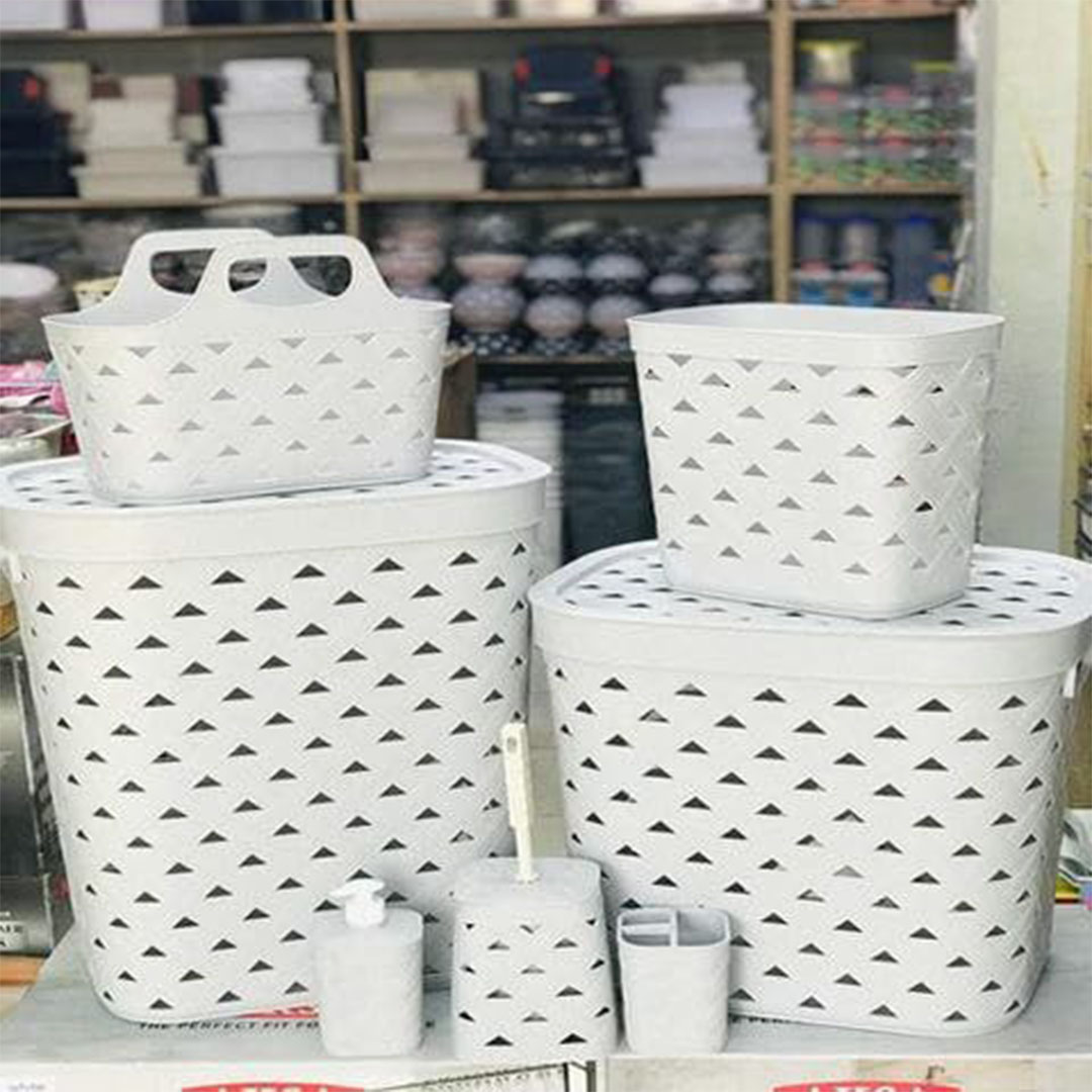 طقم سلال اكسا من الوطنية - أبيض - 7 قطع