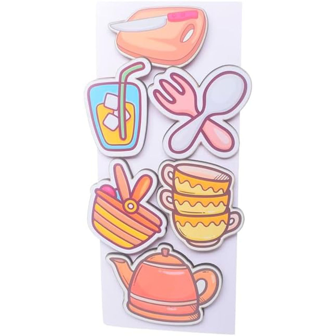 مغناطيس ثلاجة خشبي - 6 قطع - شكل 3