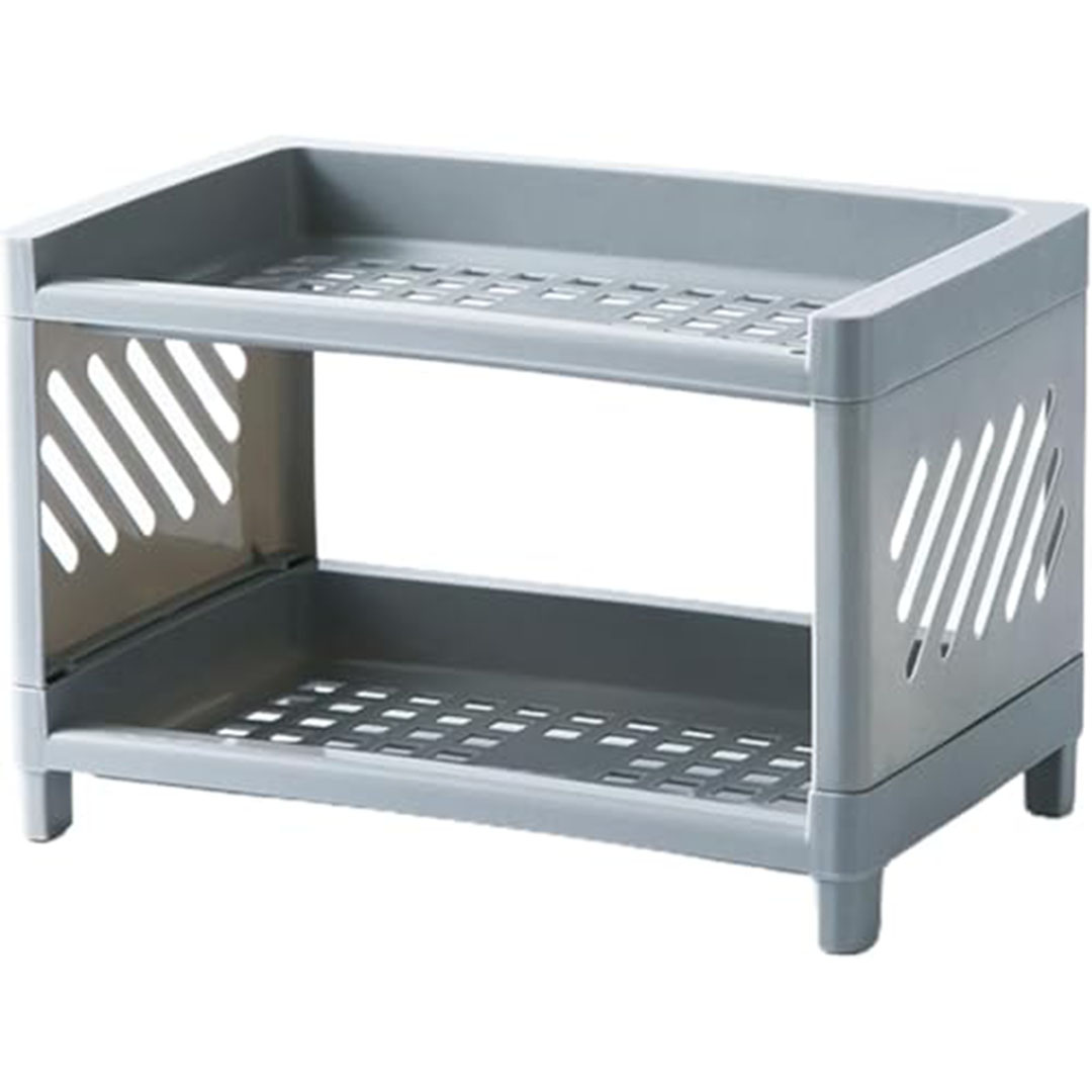 رف تنظيم بلاستك متعدد الاستخدامات - رمادي