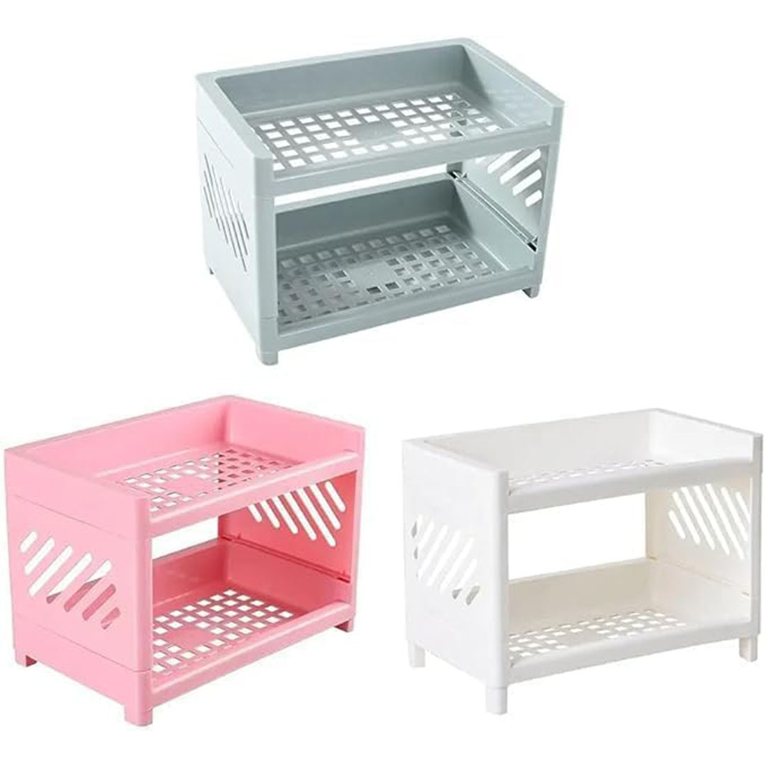 رف تنظيم بلاستك متعدد الاستخدامات - أبيض