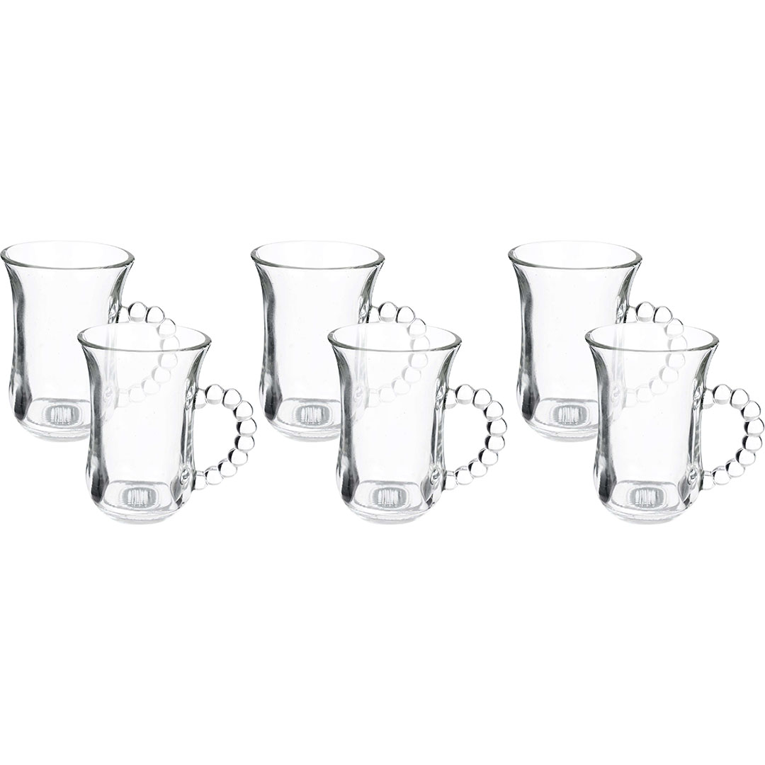 طقم أكواب شاي زجاجية منزلية - 6 قطع - 170 مل