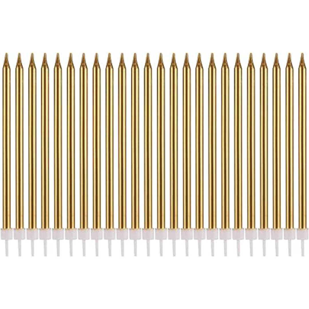 بيونتي 10 قطع شموع كعكة عيد الميلاد الحلزونية اللون الذهبي 8.5 سم
