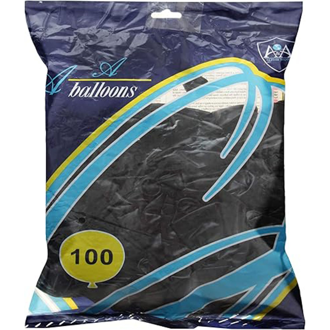 كيس بالونات 100 قطعة - أسود - PVC - مقاس 12