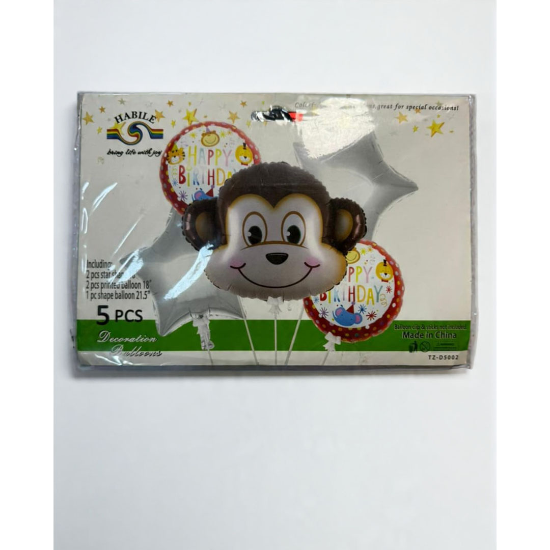بلالين هيليوم لأعياد الميلاد - قرد - 5 قطع - متعدد الالوان - RAM16-009