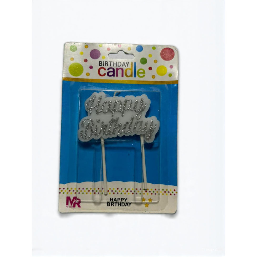 شمعة عيد ميلاد - Happy Birthday - رصاصي - RAM16-287