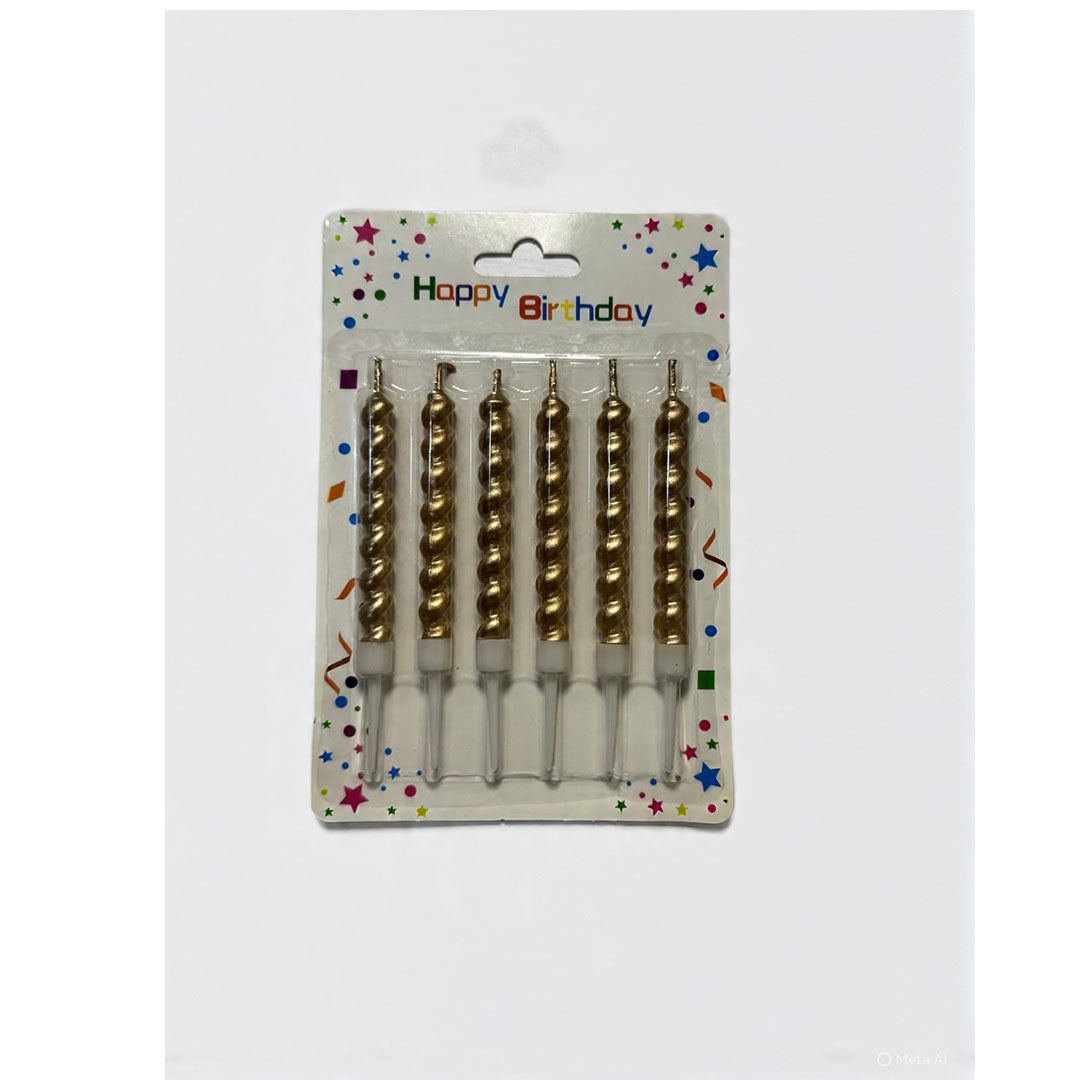 شموع اعياد ميلاد - 6 قطع - دهبي - RAM16-293