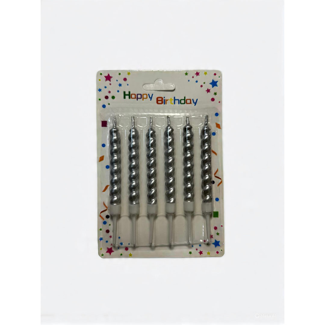 شموع اعياد ميلاد - 6 قطع - رصاصي - RAM16-297