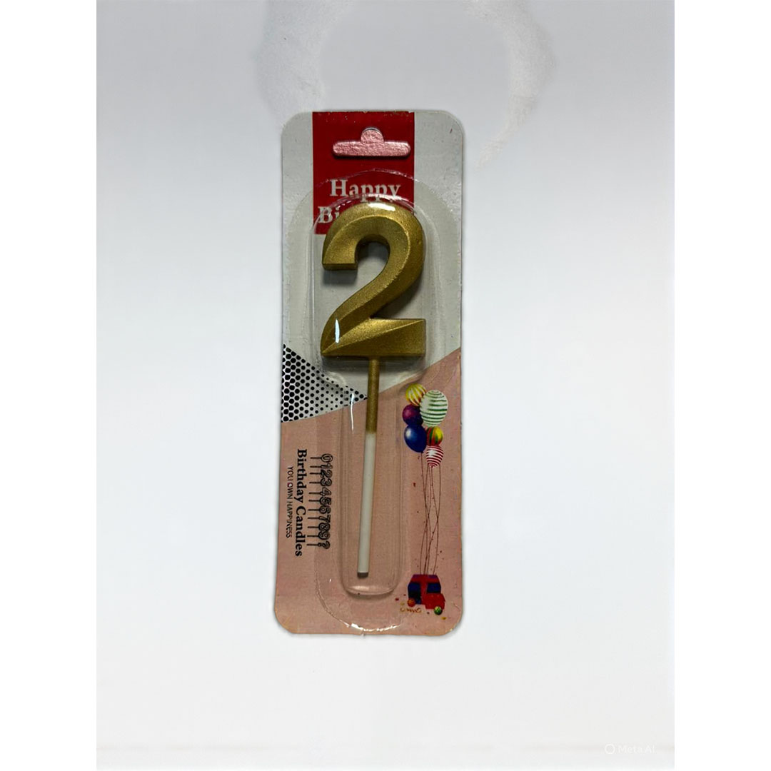 شمعة اعياد ميلاد صغيرة رقم 2 - دهبي - RAM16-322