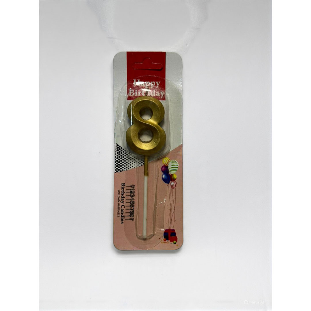 شمعة اعياد ميلاد صغيرة رقم 8 - دهبي - RAM16-328