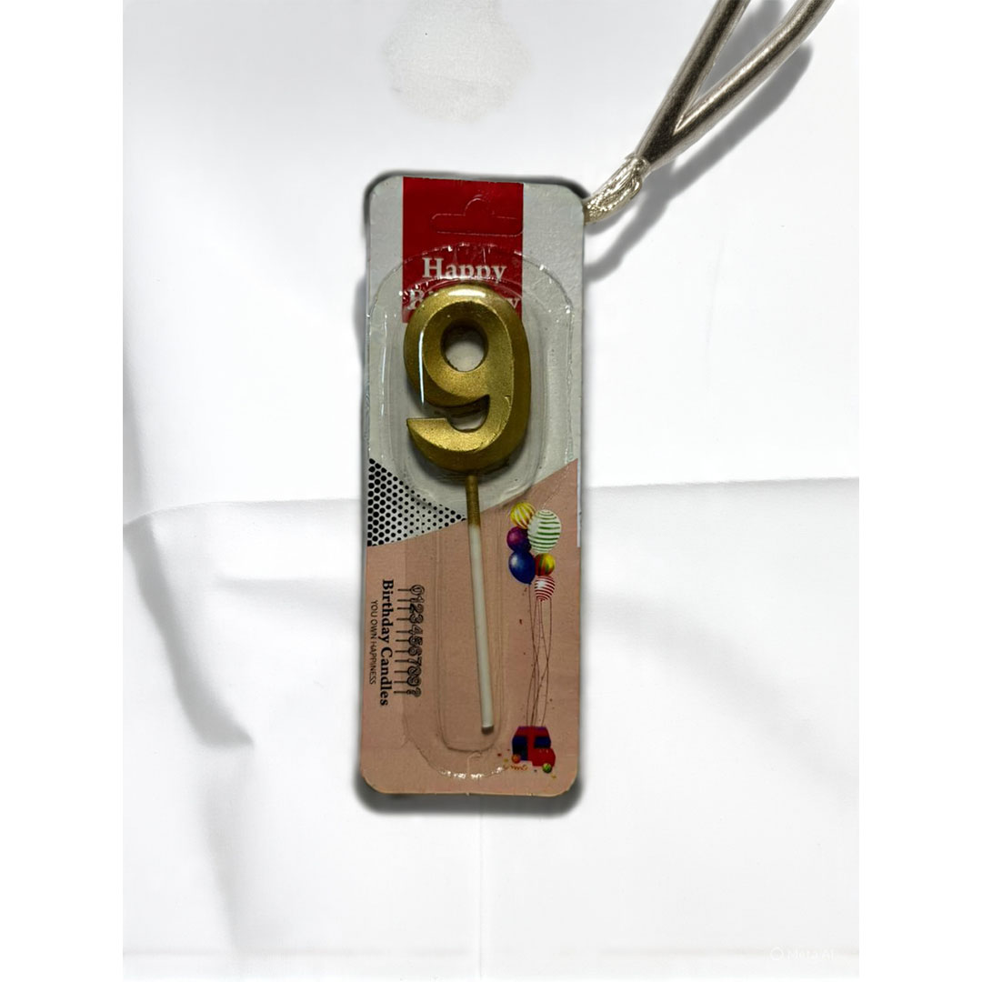 شمعة اعياد ميلاد صغيرة رقم 9 - دهبي - RAM16-329